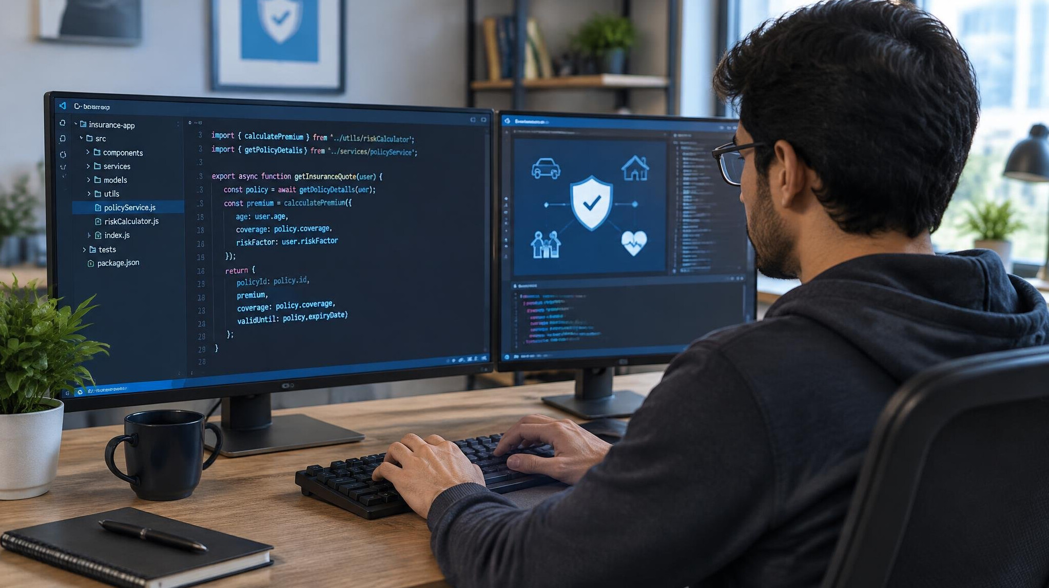 programmer writing insurance code
